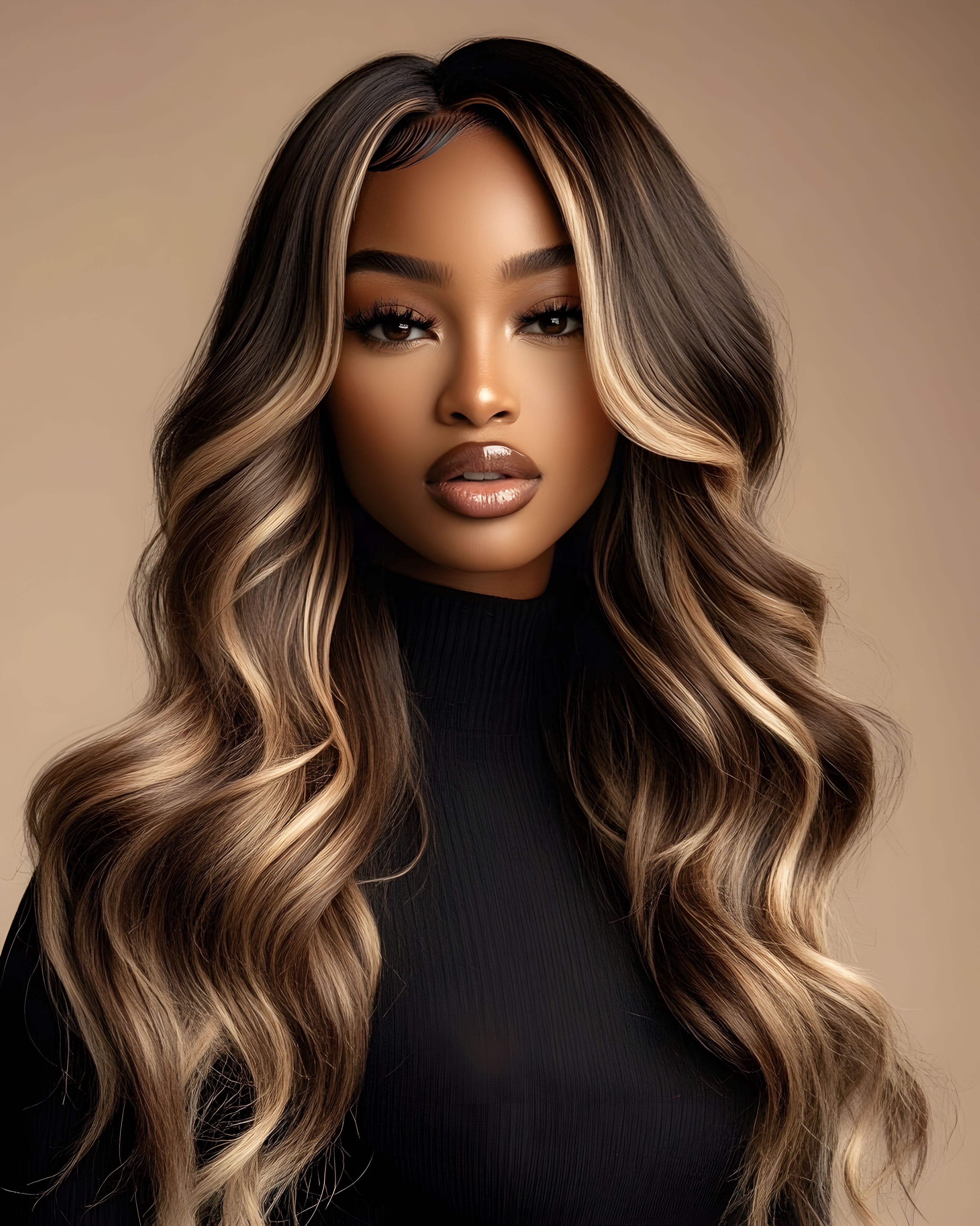 Premier Ombre Brown Blonde Highlight Wig